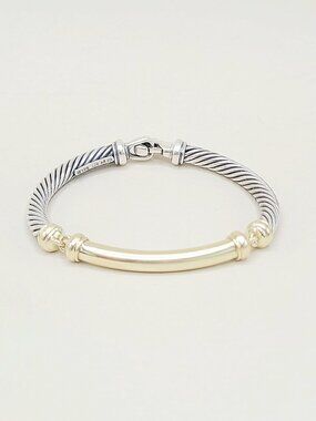 David Yurman Metro Station Gold Bar Cable Bracelet - Medium - RARE